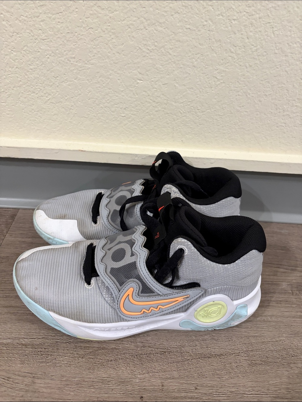 Nike KD Gray and Orange Athletic Sneakers